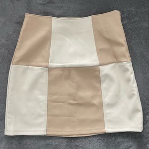 Plaid Leather Skirt